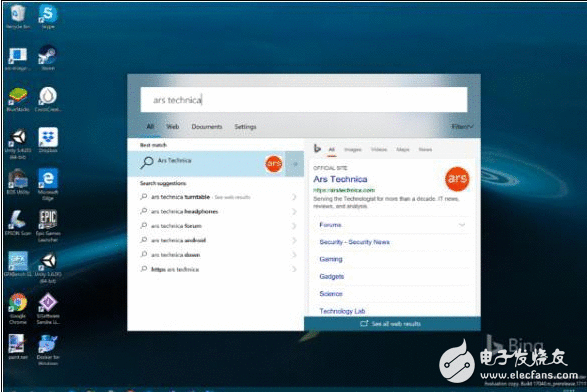 win10最新更新,搜索界面跟macOS Sierra很相似