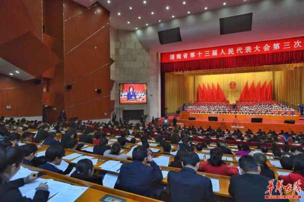 湖南省十三届人大三次会议举行第二次全体会议