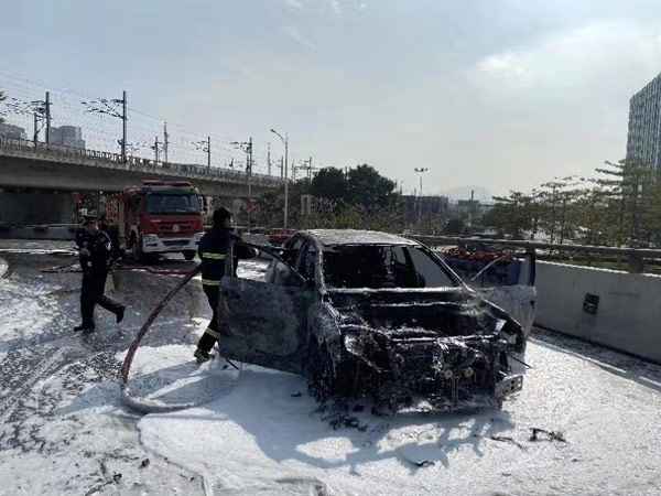 雷克萨斯行驶途中自燃烧毁 警方通报为车辆故障自燃