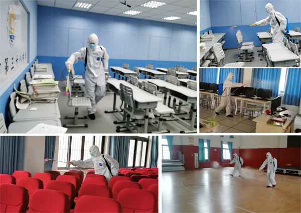 合肥瑶海消防指战员进校园全面消杀确保高初三安全复课