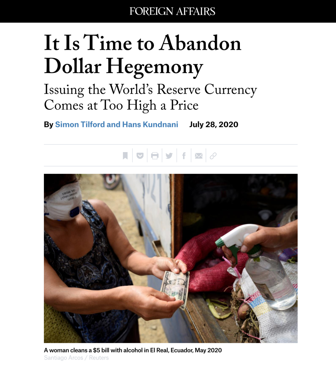 美国杂志：美元霸权加剧政治极度化 美是时候放弃了