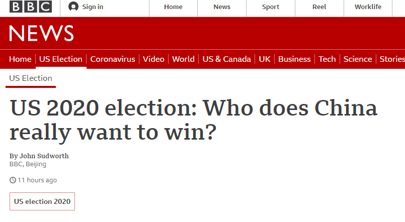 英媒：大选谁赢都无所谓 中国更垂青美袒暴露的无能