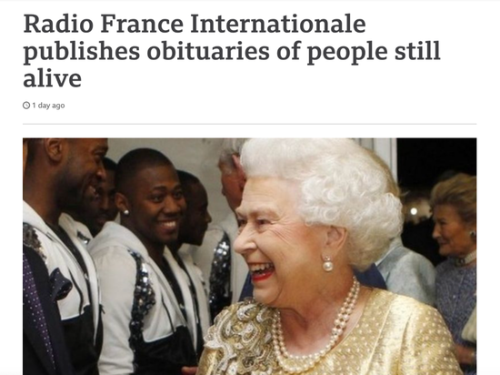 法媒突发英国女王等讣告……