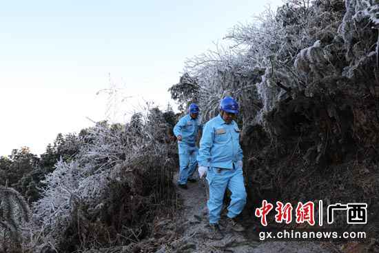 桂林资源高寒地带现雾凇 山区老黎民用电无忧